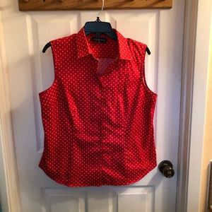 Red & white polka dot sleeveless top